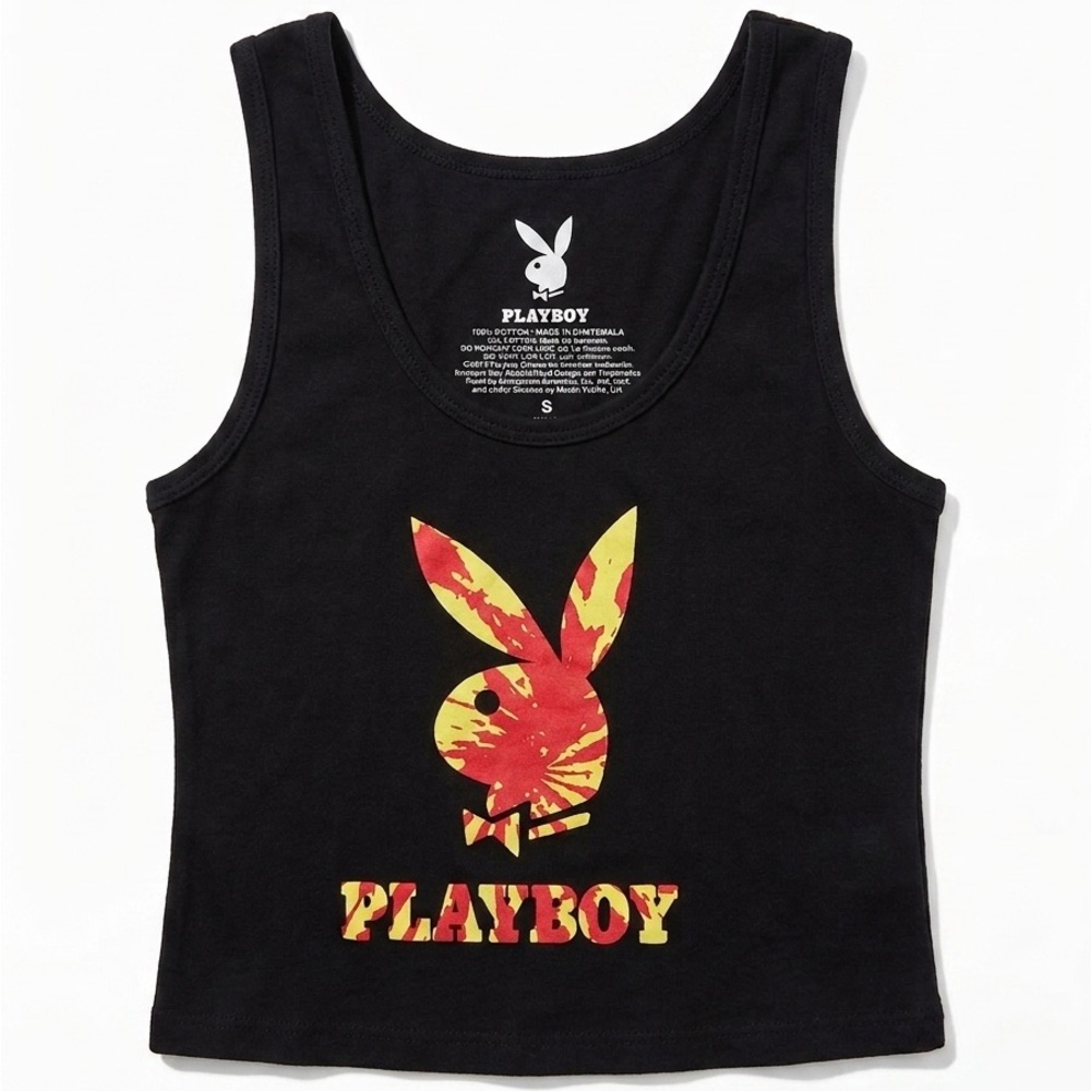 PLAYBOY Black Tank Top with Red & Yellow Logo
